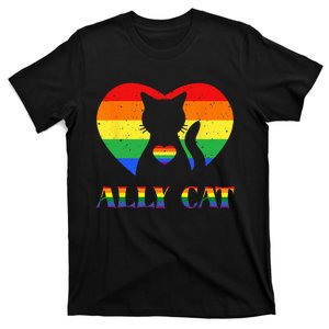 LGBT Ally Cat Be Kind Gay Rainbow Heart Funny Pride LGBTQ T-Shirt