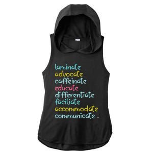 Laminate Advocate Caffeinate Special Teacher Ladies PosiCharge Tri-Blend Wicking Draft Hoodie Tank