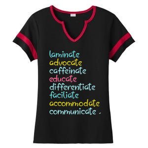 Laminate Advocate Caffeinate Special Teacher Ladies Halftime Notch Neck Tee