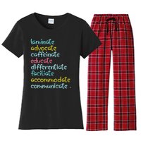 Laminate Advocate Caffeinate Special Teacher Women's Flannel Pajama Set