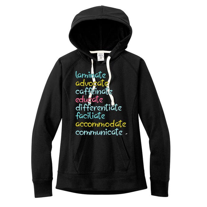 Laminate Advocate Caffeinate Special Teacher Women's Fleece Hoodie