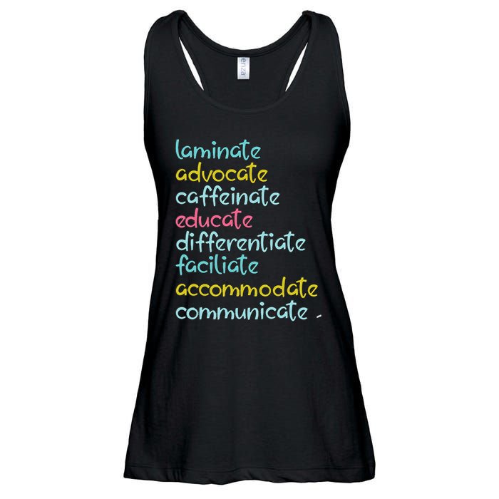 Laminate Advocate Caffeinate Special Teacher Ladies Essential Flowy Tank