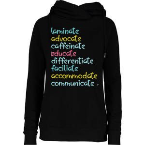 Laminate Advocate Caffeinate Special Teacher Womens Funnel Neck Pullover Hood