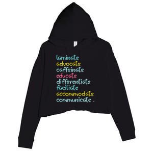 Laminate Advocate Caffeinate Special Teacher Crop Fleece Hoodie