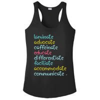 Laminate Advocate Caffeinate Special Teacher Ladies PosiCharge Competitor Racerback Tank