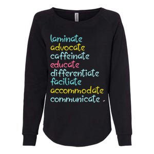 Laminate Advocate Caffeinate Special Teacher Womens California Wash Sweatshirt