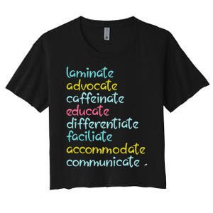 Laminate Advocate Caffeinate Special Teacher Women's Crop Top Tee