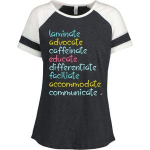 Laminate Advocate Caffeinate Special Teacher Enza Ladies Jersey Colorblock Tee