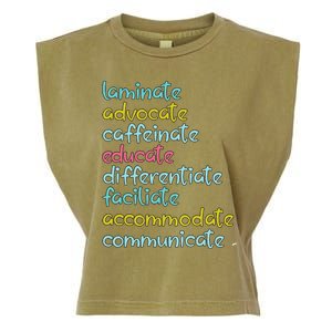 Laminate Advocate Caffeinate Special Teacher Garment-Dyed Women's Muscle Tee