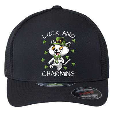 Luck And Charming Leprechaun Cat St Patricks Day Cute Gift Flexfit Unipanel Trucker Cap