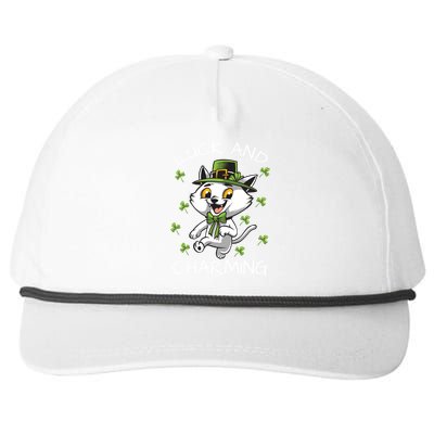 Luck And Charming Leprechaun Cat St Patricks Day Cute Gift Snapback Five-Panel Rope Hat