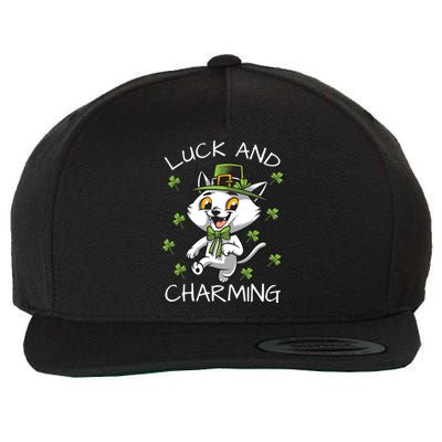 Luck And Charming Leprechaun Cat St Patricks Day Cute Gift Wool Snapback Cap