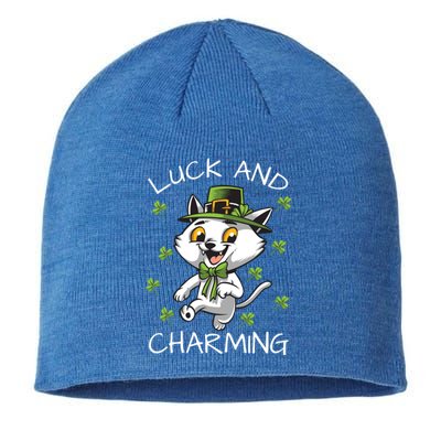 Luck And Charming Leprechaun Cat St Patricks Day Cute Gift Sustainable Beanie