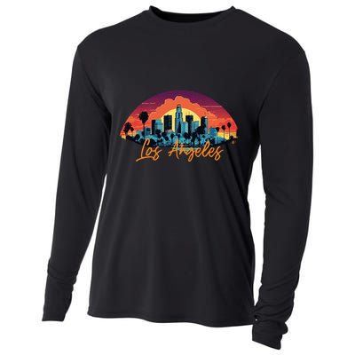 Los Angeles California City Downtown Skyline California L.A. Cooling Performance Long Sleeve Crew