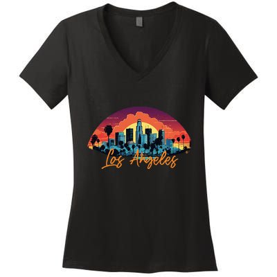 Los Angeles California City Downtown Skyline California L.A. Women's V-Neck T-Shirt