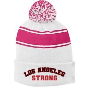 Los Angeles California Strong Stripe Pom Pom Beanie