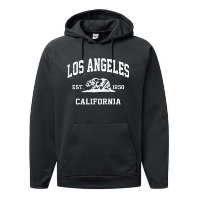 Los Angeles California CA Vintage State Athletic Style Performance Fleece Hoodie