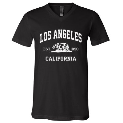 Los Angeles California CA Vintage State Athletic Style V-Neck T-Shirt