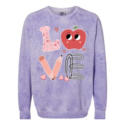 Love Apple Cute Teacher Gift Colorblast Crewneck Sweatshirt