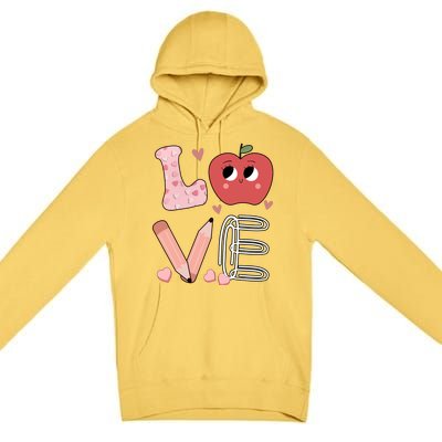 Love Apple Cute Teacher Gift Premium Pullover Hoodie