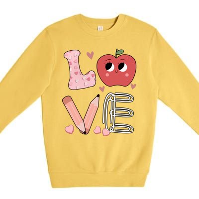 Love Apple Cute Teacher Gift Premium Crewneck Sweatshirt