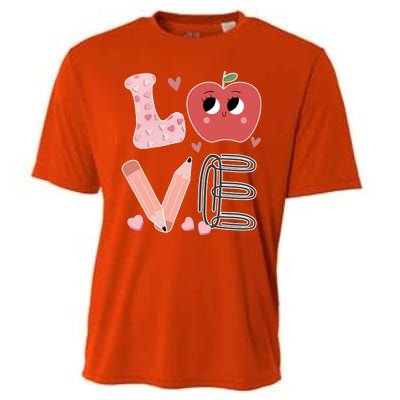 Love Apple Cute Teacher Gift Cooling Performance Crew T-Shirt