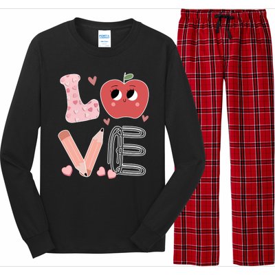 Love Apple Cute Teacher Gift Long Sleeve Pajama Set