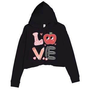 Love Apple Cute Teacher Gift Crop Fleece Hoodie