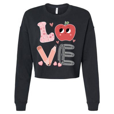 Love Apple Cute Teacher Gift Cropped Pullover Crew