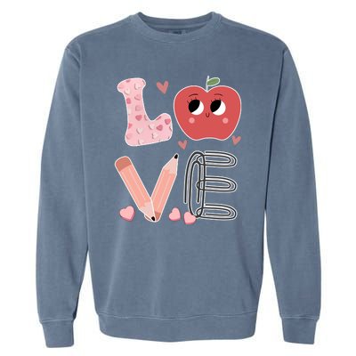 Love Apple Cute Teacher Gift Garment-Dyed Sweatshirt