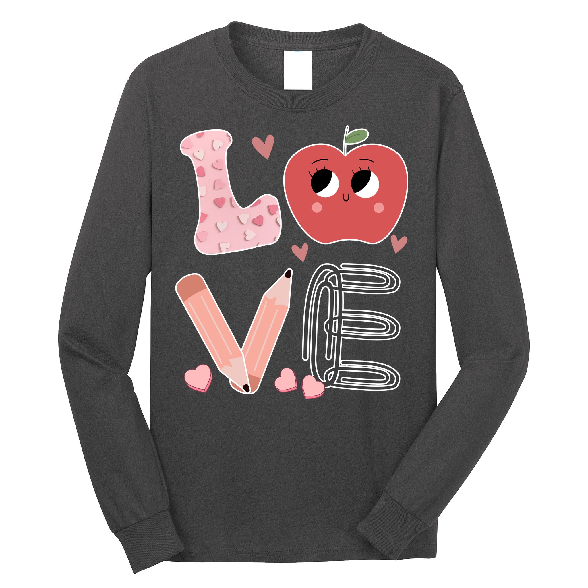 Love Apple Cute Teacher Gift Long Sleeve Shirt