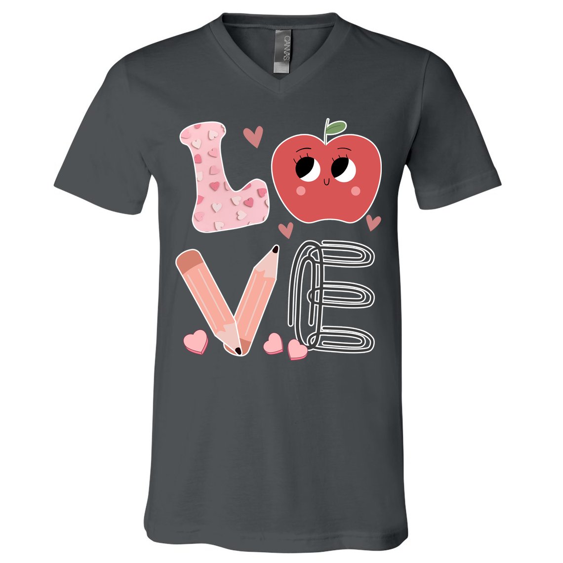 Love Apple Cute Teacher Gift V-Neck T-Shirt