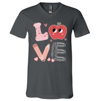 Love Apple Cute Teacher Gift V-Neck T-Shirt