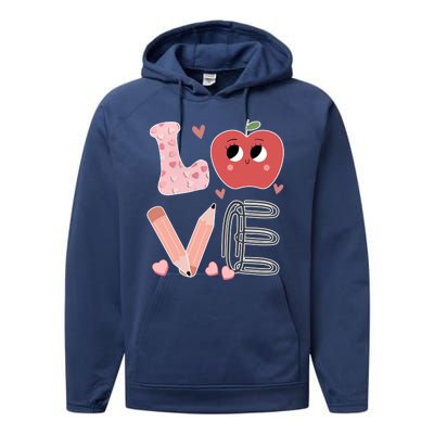 Love Apple Cute Teacher Gift Performance Fleece Hoodie