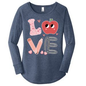 Love Apple Cute Teacher Gift Women's Perfect Tri Tunic Long Sleeve Shirt