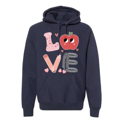 Love Apple Cute Teacher Gift Premium Hoodie