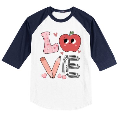 Love Apple Cute Teacher Gift Baseball Sleeve Shirt