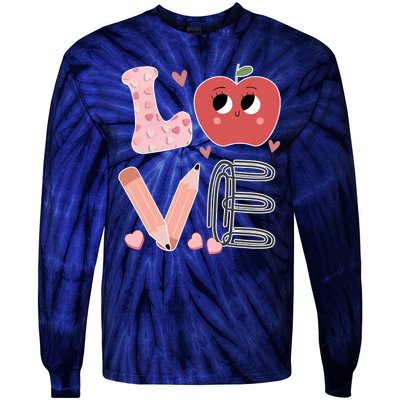 Love Apple Cute Teacher Gift Tie-Dye Long Sleeve Shirt