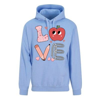 Love Apple Cute Teacher Gift Unisex Surf Hoodie