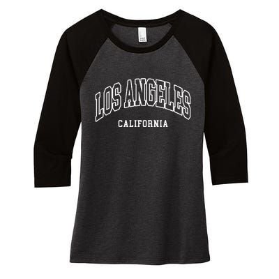 Los Angeles California Throwback Design Classic Women's Tri-Blend 3/4-Sleeve Raglan Shirt