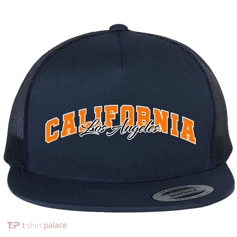 Los Angeles California Sporty Logo Flat Bill Trucker Hat