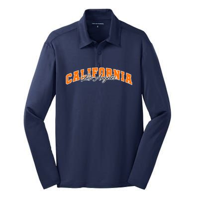 Los Angeles California Sporty Logo Silk Touch Performance Long Sleeve Polo