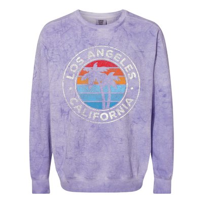 Los Angeles California Ca Vintage Graphic Retro 70s Colorblast Crewneck Sweatshirt