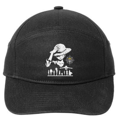 Legendary Adventure Crew Fun Silhouette King Of Pirate Anime 7-Panel Snapback Hat