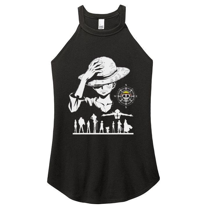 Legendary Adventure Crew Fun Silhouette King Of Pirate Anime Women's Perfect Tri Rocker Tank