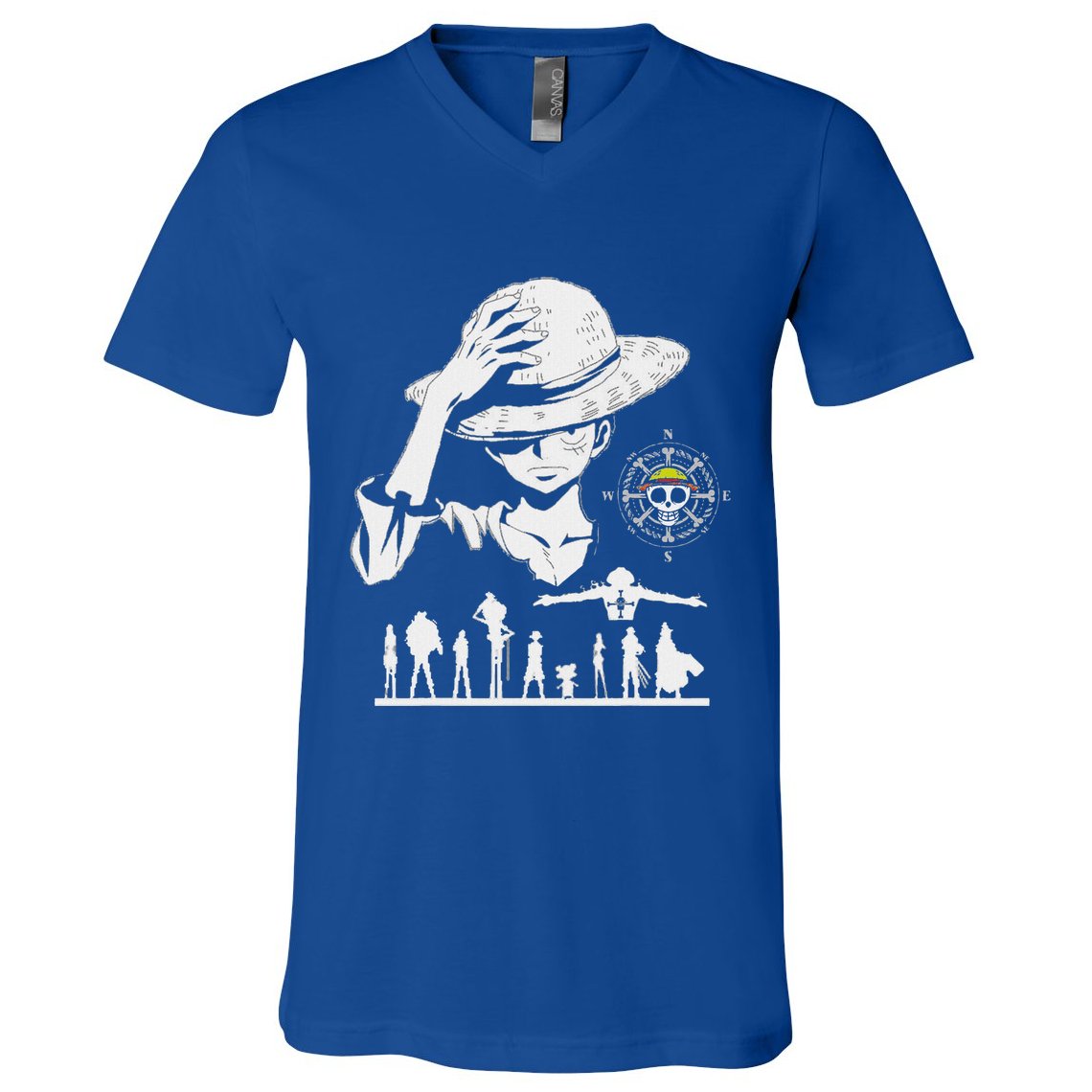 Legendary Adventure Crew Fun Silhouette King Of Pirate Anime V-Neck T-Shirt