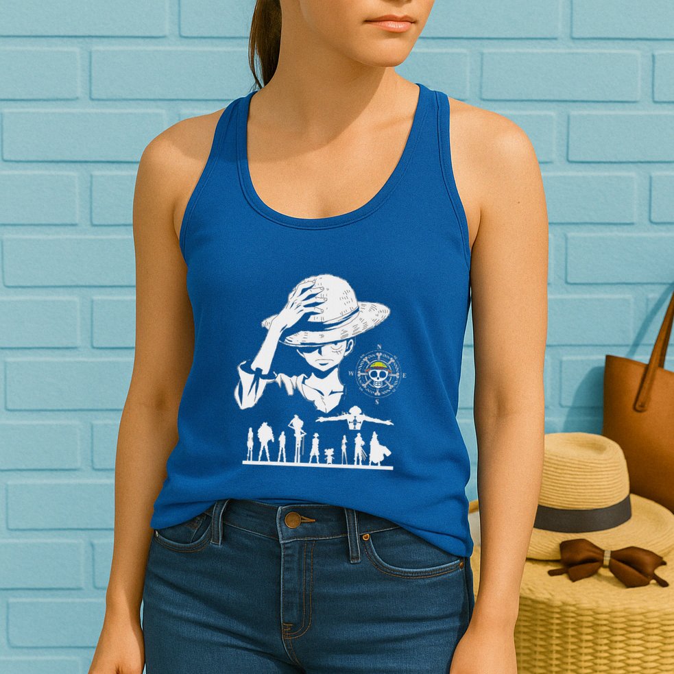 Legendary Adventure Crew Fun Silhouette King Of Pirate Anime Womens Tank Top