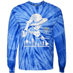 Legendary Adventure Crew Fun Silhouette King Of Pirate Anime Tie-Dye Long Sleeve Shirt