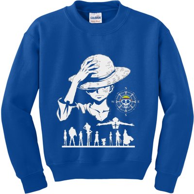 Legendary Adventure Crew Fun Silhouette King Of Pirate Anime Kids Sweatshirt