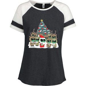 Lotus Alien Christmas Party Black & White Enza Ladies Jersey Colorblock Tee